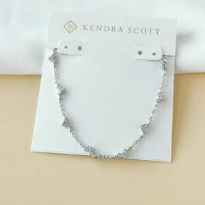 NEW Kendra Scott Haven Heart Silver White Crystal Strand Necklace